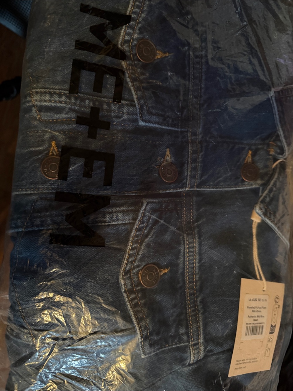 NWT ME+EM Panelled Fit and Flare Midi Denim Dress Size 6
